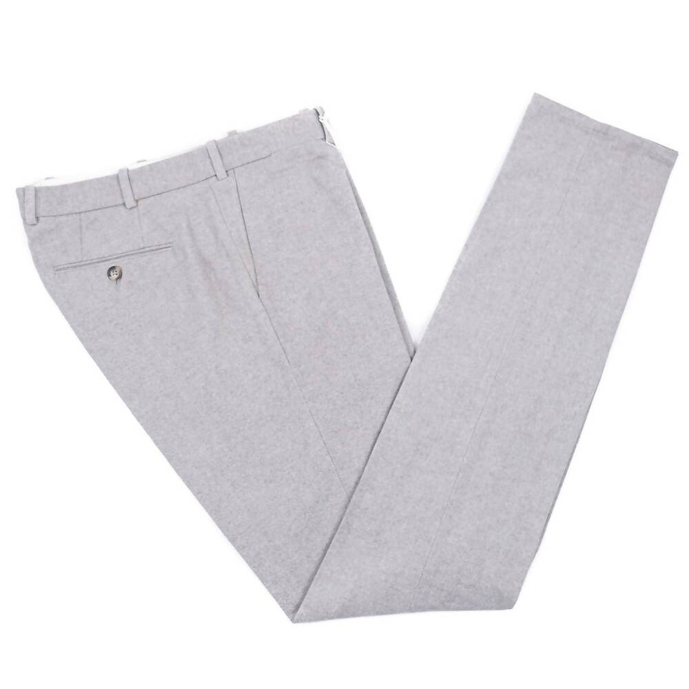 NEW LUIGI BORRELLI NAPOLI men's soft twill cotton pants in heathered light gray